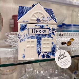 Blue and White Herb Storage Jar